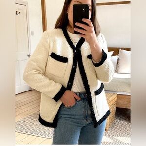 autres filled Classic and elegant black white blazer jacket size small